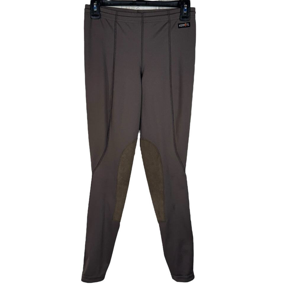 Kerrits Medium Knee Patch Leggings Stretch Hi-Rise Elastic Waist Pull-On Brown